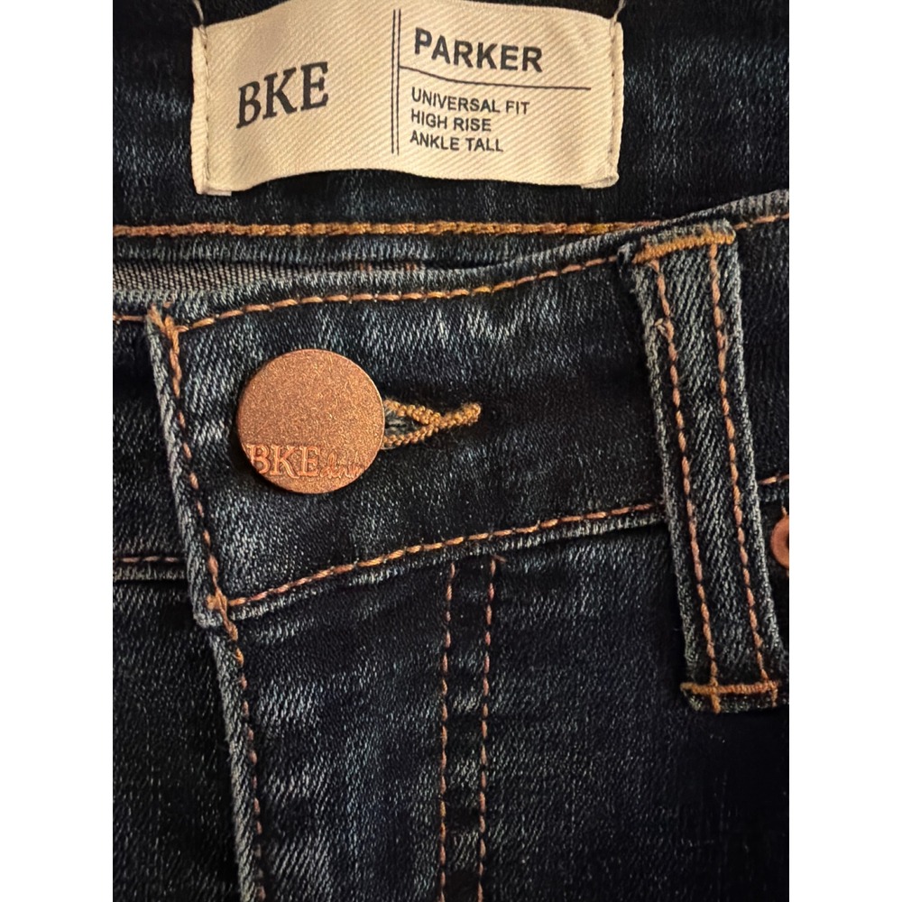 BKE Parker Universal Fit High Rise Ankle Tall Distressed Jeans Dark Wash 31 - Picture 2 of 10